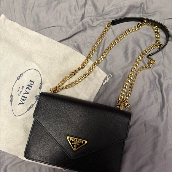 Prada Handbags - Prada Black Crossbody Bag with Gold Chain